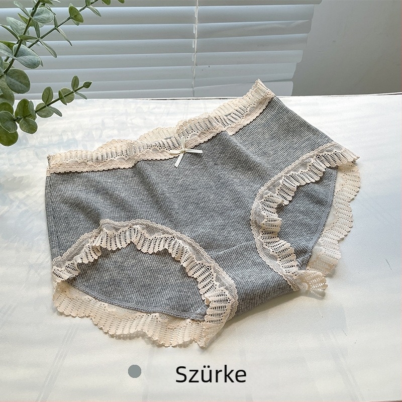 Női pamut alsónemű, középső derekú, rib kötés, légáteresztő, egyszínű