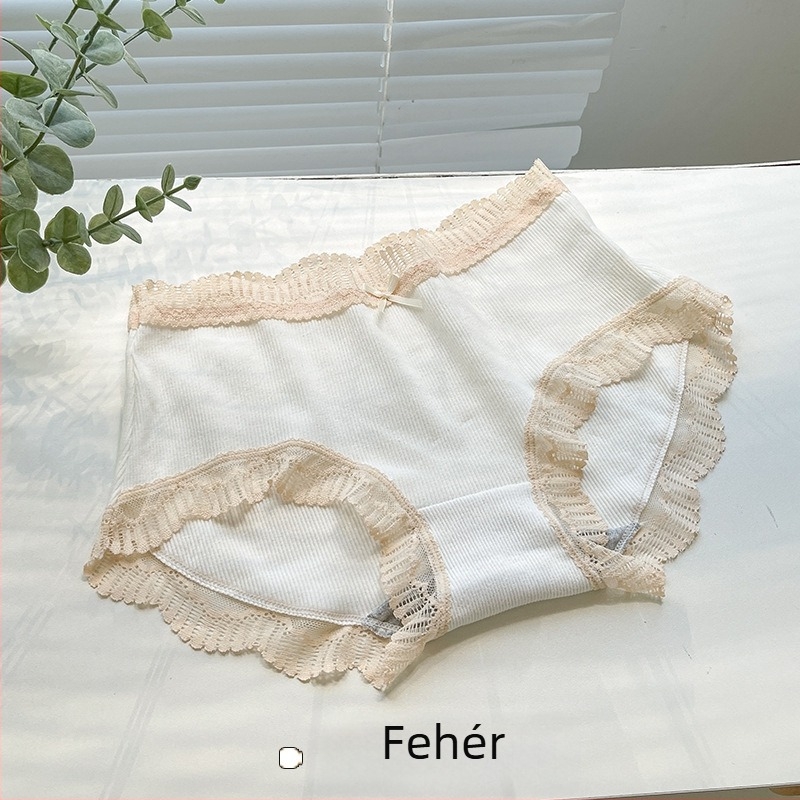 Női pamut alsónemű, középső derekú, rib kötés, légáteresztő, egyszínű