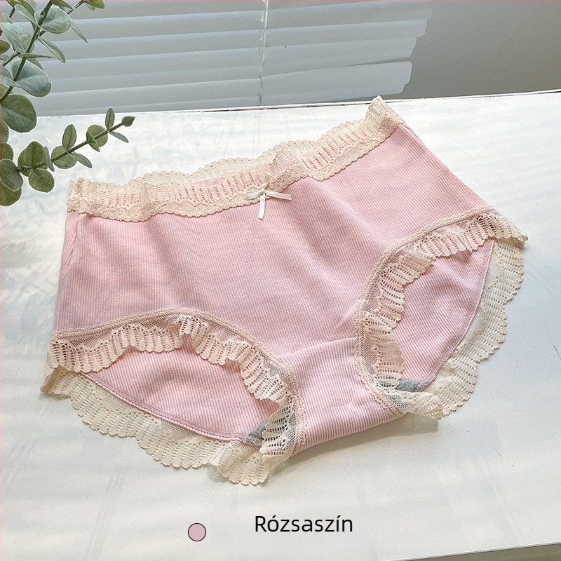 Női pamut alsónemű, középső derekú, rib kötés, légáteresztő, egyszínű