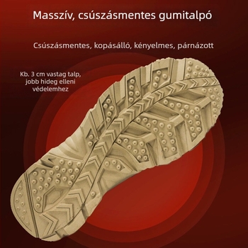 Férfi havas bakancs nubuk bőrből, belső báránybőr bélés, magas szárú téli cipő, csúszásmentes gumitalp, kerek orr