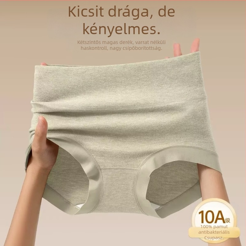 Női pamut bársony magas derekú alsónadrág, antibakteriális, bőrbarát, meleg érzet