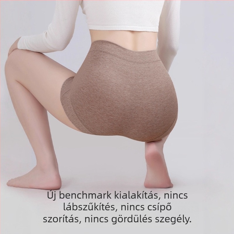 Női pamut bársony magas derekú alsónadrág, antibakteriális, bőrbarát, meleg érzet