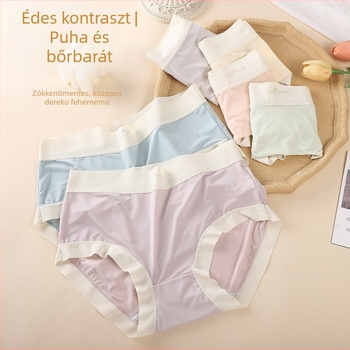 Női fehérnemű japán stílusban, minimalistikus, ice silk anyagból, lélegző, középmagas derék, színblokkokkal, ágyéki bélés 100% pamut