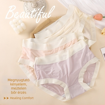 Női fehérnemű japán stílusban, minimalistikus, ice silk anyagból, lélegző, középmagas derék, színblokkokkal, ágyéki bélés 100% pamut