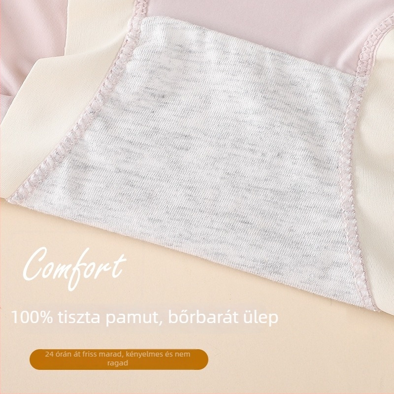 Női fehérnemű japán stílusban, minimalistikus, ice silk anyagból, lélegző, középmagas derék, színblokkokkal, ágyéki bélés 100% pamut