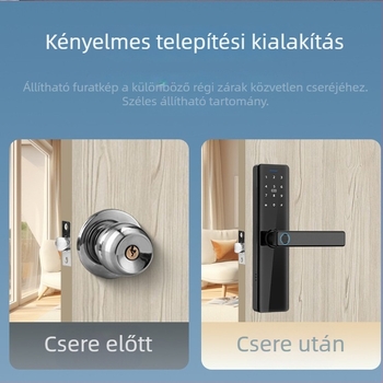 Okos zár faajtókhoz – Modell P16, 100 ujjlenyomat-tárolás, 100000 nyitás, 0,15 s olvasási idő, DC tápegység