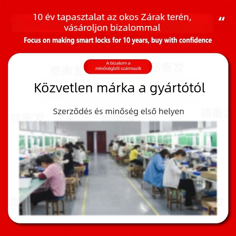 Okos zár faajtókhoz – Modell P16, 100 ujjlenyomat-tárolás, 100000 nyitás, 0,15 s olvasási idő, DC tápegység