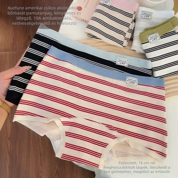 Női boxer briefs csíkos, középmagas derék, lélegző pamut 90–95%, antibakteriális bélés 100% pamut