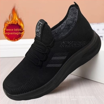 Férfi téli papucs Fly-Knit felsőrésszel, vastagabb bélés, csúszásmentes PU talppal