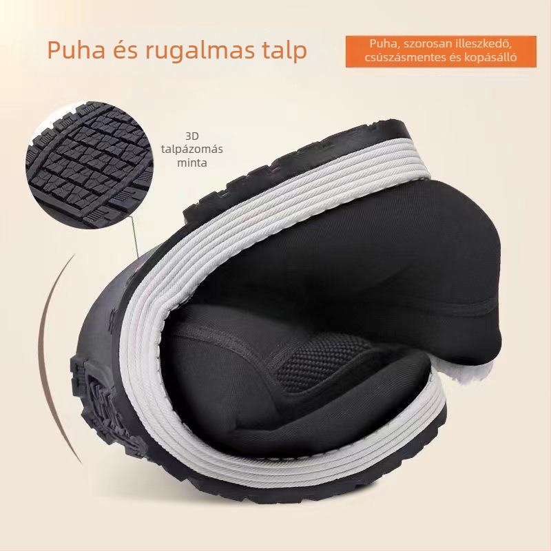 Férfi téli slip-on papucs pamutszövetes felsőrésszel, PVC talppal, vastagított párnázással