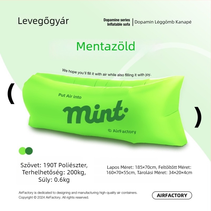 Szabadon használható kültéri felfújható kanapé, Oxford vászon felület, 700 g tömeg, 200 kg teherbírás, hordozható kempinghez, márka one-half