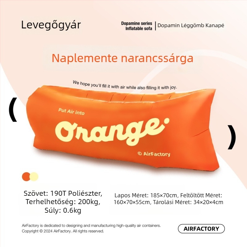 Szabadon használható kültéri felfújható kanapé, Oxford vászon felület, 700 g tömeg, 200 kg teherbírás, hordozható kempinghez, márka one-half