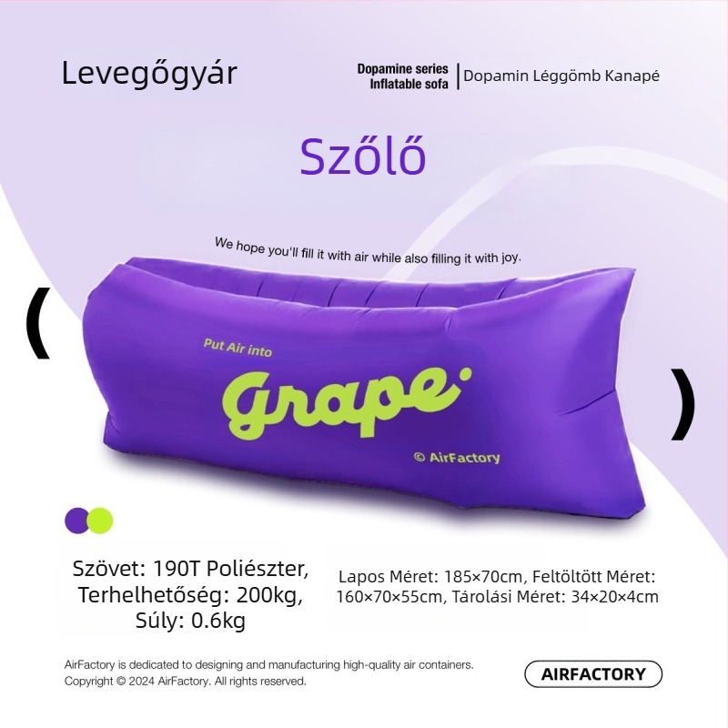 Szabadon használható kültéri felfújható kanapé, Oxford vászon felület, 700 g tömeg, 200 kg teherbírás, hordozható kempinghez, márka one-half