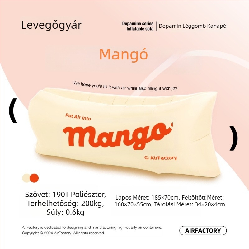 Szabadon használható kültéri felfújható kanapé, Oxford vászon felület, 700 g tömeg, 200 kg teherbírás, hordozható kempinghez, márka one-half