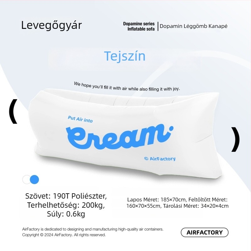 Szabadon használható kültéri felfújható kanapé, Oxford vászon felület, 700 g tömeg, 200 kg teherbírás, hordozható kempinghez, márka one-half