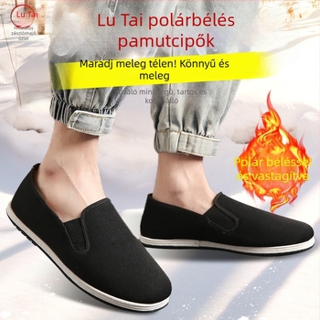 Lutai Férfi téli vászoncipő gumírozott talppal, könnyű és lélegző, fleece béléses melegen tartó