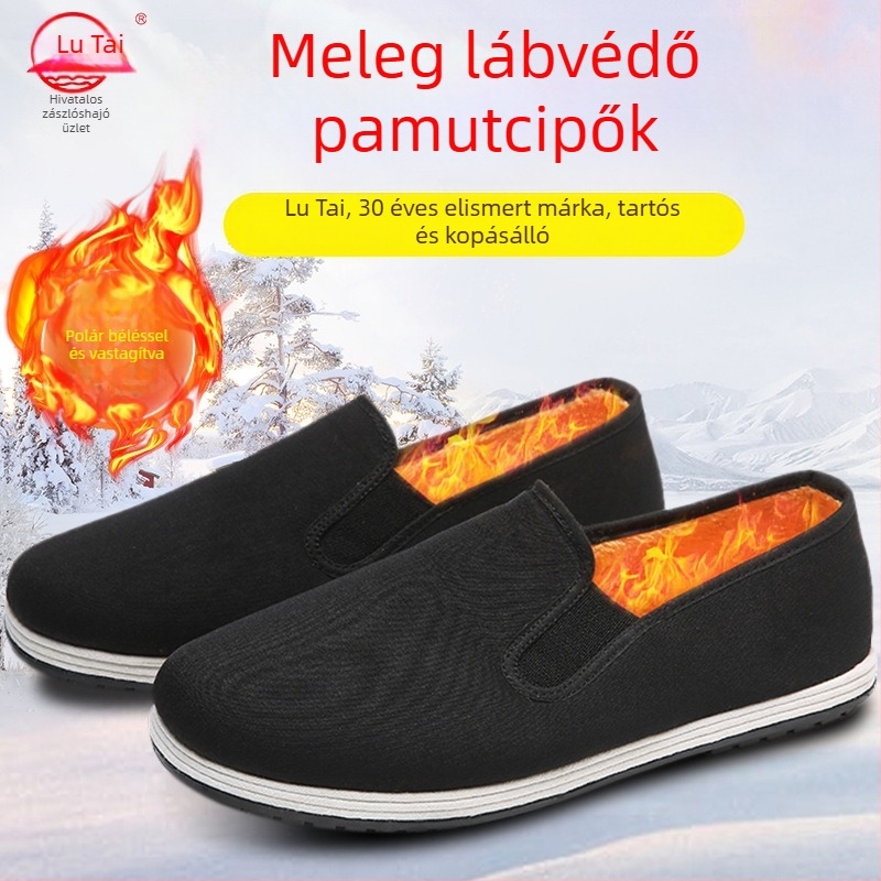 Lutai Férfi téli vászoncipő gumírozott talppal, könnyű és lélegző, fleece béléses melegen tartó