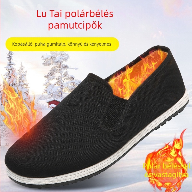 Lutai Férfi téli vászoncipő gumírozott talppal, könnyű és lélegző, fleece béléses melegen tartó