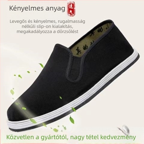 Férfi vászon cipő gumiprofillal ellátott talppal, kézzel készített, lélegző, kopásálló