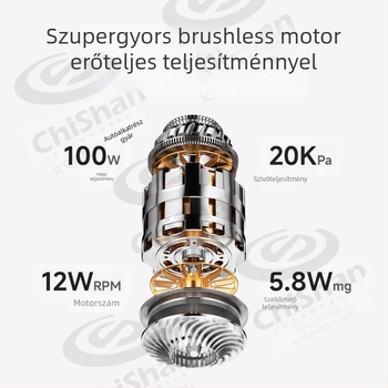 Hordozható autós porszívó, 20,000 Pa szívóerő, 100W, 11.1V, fúvó és szívó funkció, X1 modell, újratölthető
