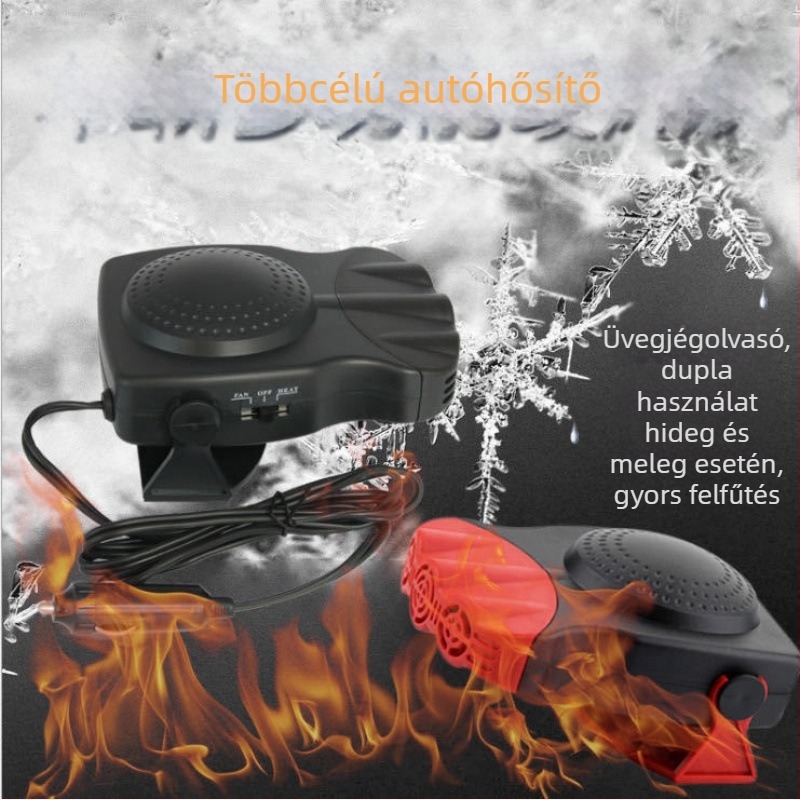 Autóüveg fűtőberendezés szélvédő defrosterrel és páramentesítővel, 12V, 150W, ABS