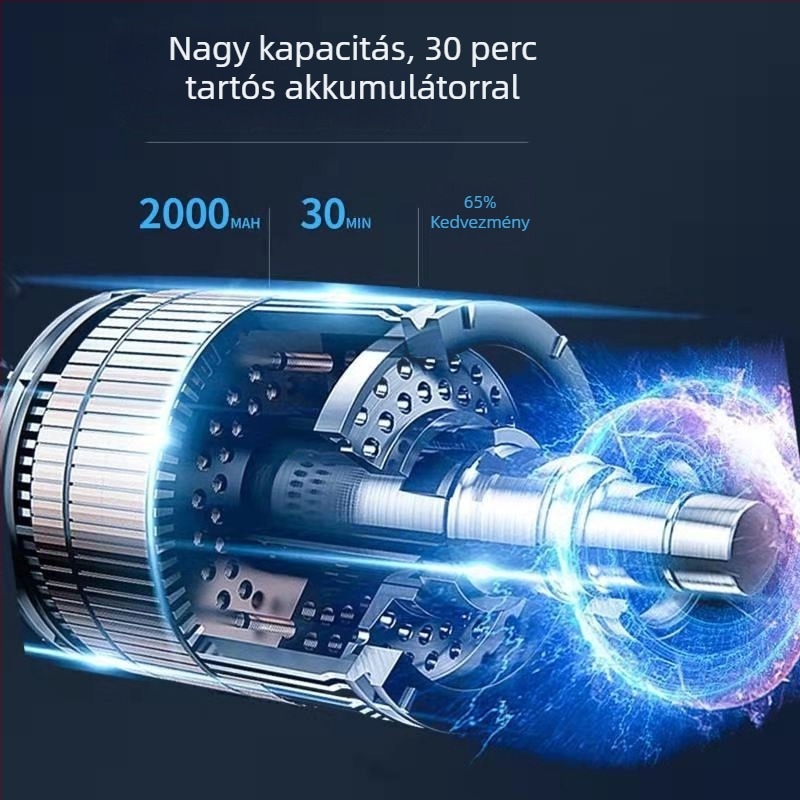 Hordozható autós porszívó vezeték nélküli töltéssel, 5500 Pa szívóerő, 7.4V, 120W, autó és otthon használatra