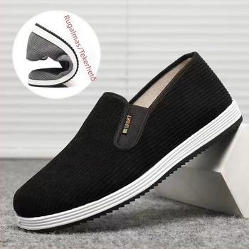 Férfi pamut felsőrészű slip-on cipő, gumi talppal, kerek orrú, légáteresztő, nyárra alkalmas