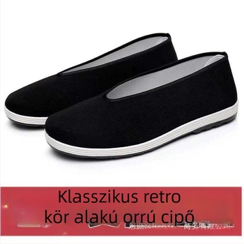 Férfi vászoncipő – Vintage stílus, orrforma: Herringbone, felsőrész: vászon, alacsony felső rész, 3–5 cm sarka, talp habgumiból