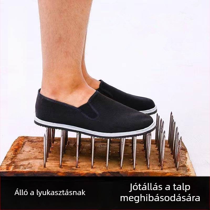 Férfi vászoncipő, kerek orrú, légáteresztő felsőrész, puha csúszásmentes talp