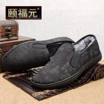 Női lenvászon kerek orrú casual cipő, téli bélés nyúl szőrrel, gumitalp, műszálas fleece talpbetét