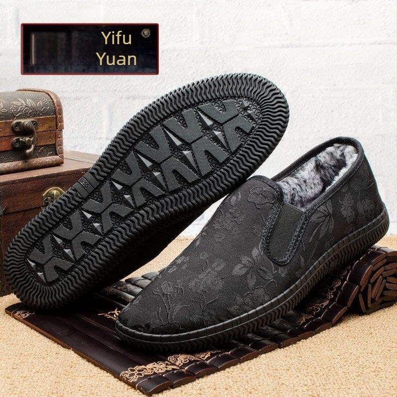 Női lenvászon kerek orrú casual cipő, téli bélés nyúl szőrrel, gumitalp, műszálas fleece talpbetét