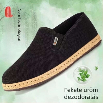 Uniszex lélegző slip-on cipő, kerek orrú, elasztikus szövésű felsőrész, középmagas fazon, habgumis talp.