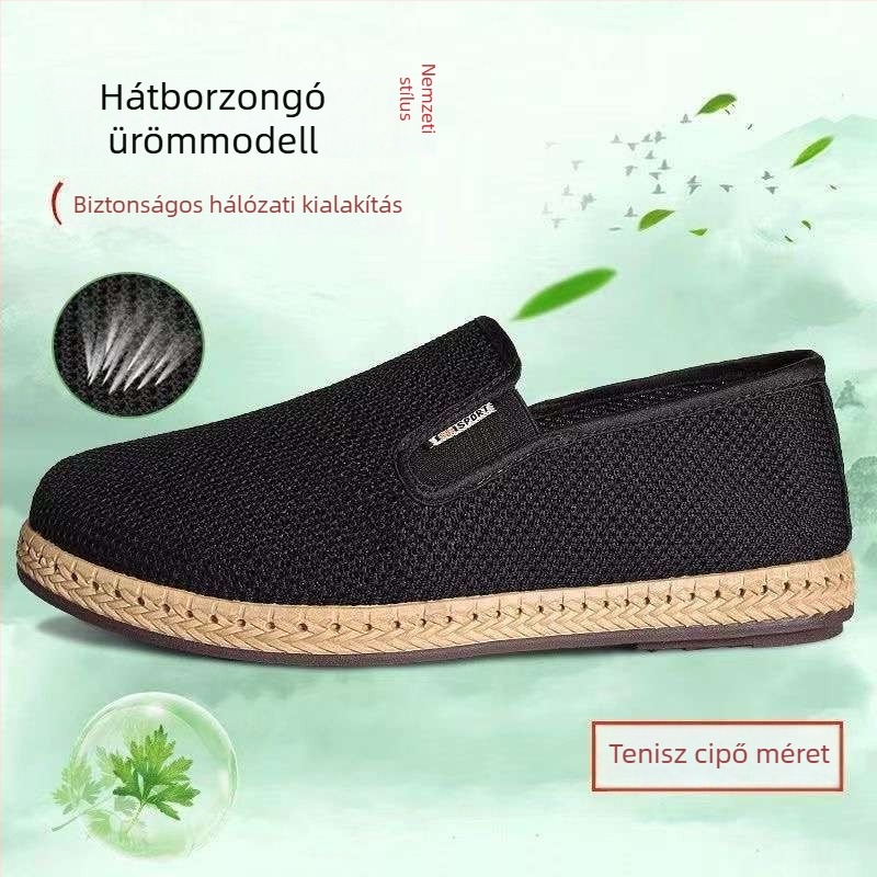 Uniszex lélegző slip-on cipő, kerek orrú, elasztikus szövésű felsőrész, középmagas fazon, habgumis talp.