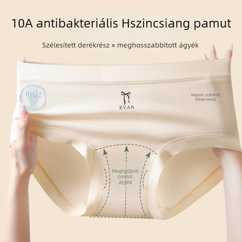 Női pamut alsóneműk, középmagasságú, 10A pamut, antibakteriális, légáteresztő, hosszított ágyékkal, kényelmes, prémium