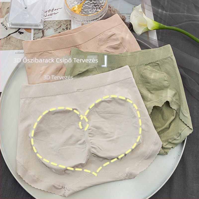 Női középmagas derekú háromszög alakú fehérnemű nylonból, varrás nélküli, lélegző, antibakteriális, testformáló és csípőemelő