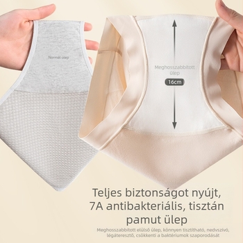 Női magas derekú pamut alsónemű, plusz méret, antibakteriális, kényelmes
