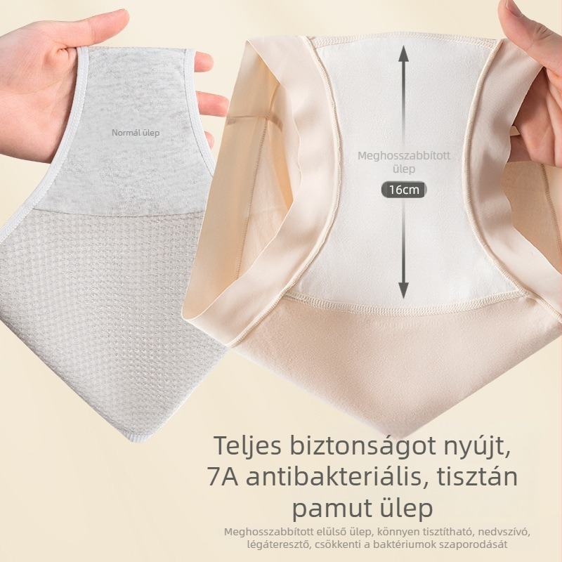 Női magas derekú pamut alsónemű, plusz méret, antibakteriális, kényelmes