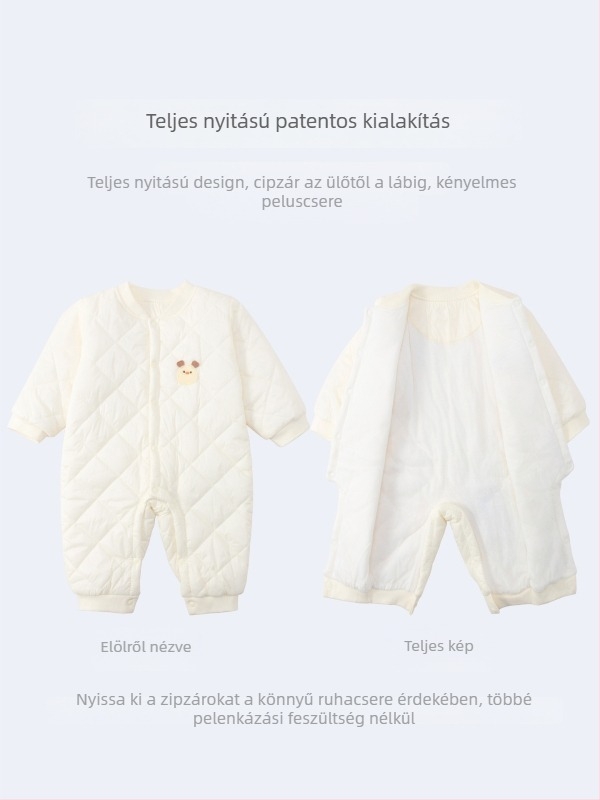 Csecsemő téli overall vastag tömésű toll-pamutszövet töltettel, 100% pamut, A osztályú biztonság, hosszú ujjú, újszülötteknek