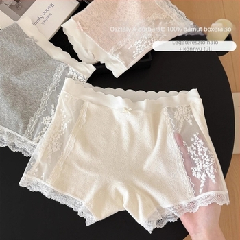 Női csipke-háló rövidnadrág, középmagas derekú, fenékemelő, lélegző, átlátszatlan