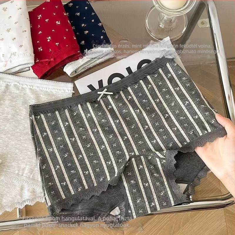 Lányoknak szóló virágos pamut boxernadrág antibakteriális, lélegző, gyorsan száradó; magas derék; fő szövet 90–95% pamut; ágyéki bélés 100% pamut