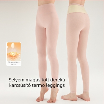 10A Antibakteriális női termikus leggings, magas derekú, velúr béléses melegítés