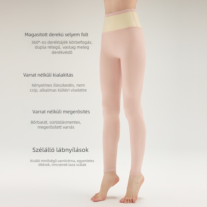 10A Antibakteriális női termikus leggings, magas derekú, velúr béléses melegítés