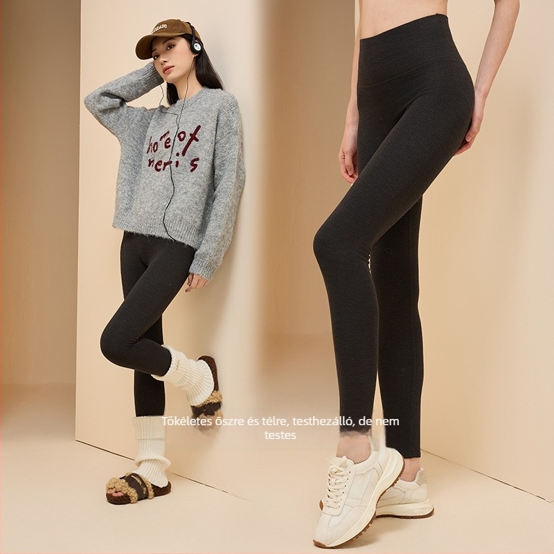 10A Antibakteriális női termikus leggings, magas derekú, velúr béléses melegítés