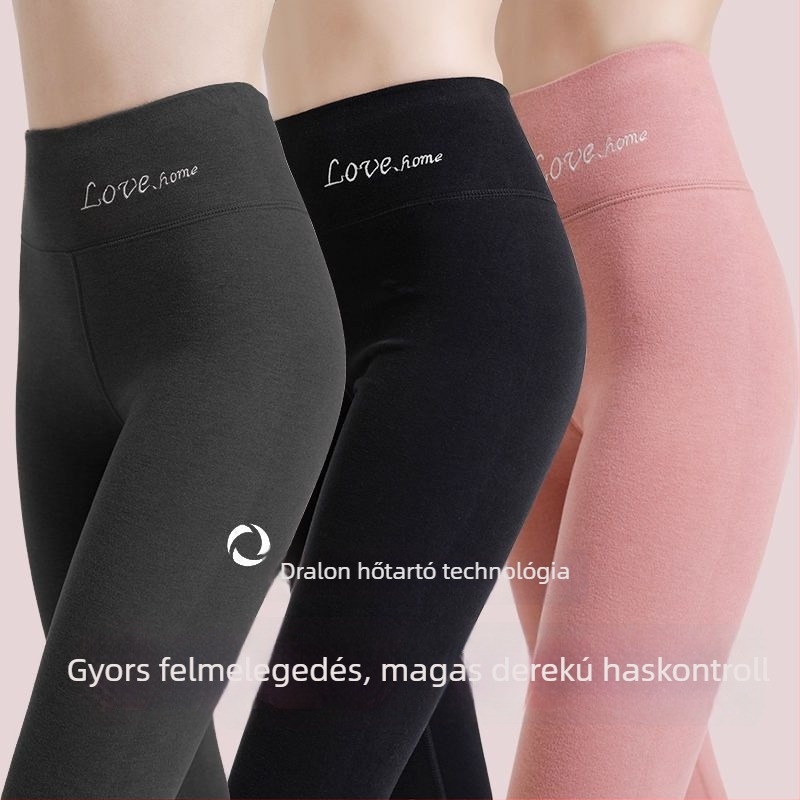 Női velúr termos leggings, magas derék, rugalmas, karcsúsító a hasnál, önmelegítő funkció, belső vagy külső viselet, tavasz–ősz