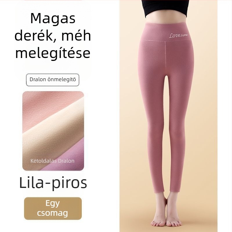 Női velúr termos leggings, magas derék, rugalmas, karcsúsító a hasnál, önmelegítő funkció, belső vagy külső viselet, tavasz–ősz