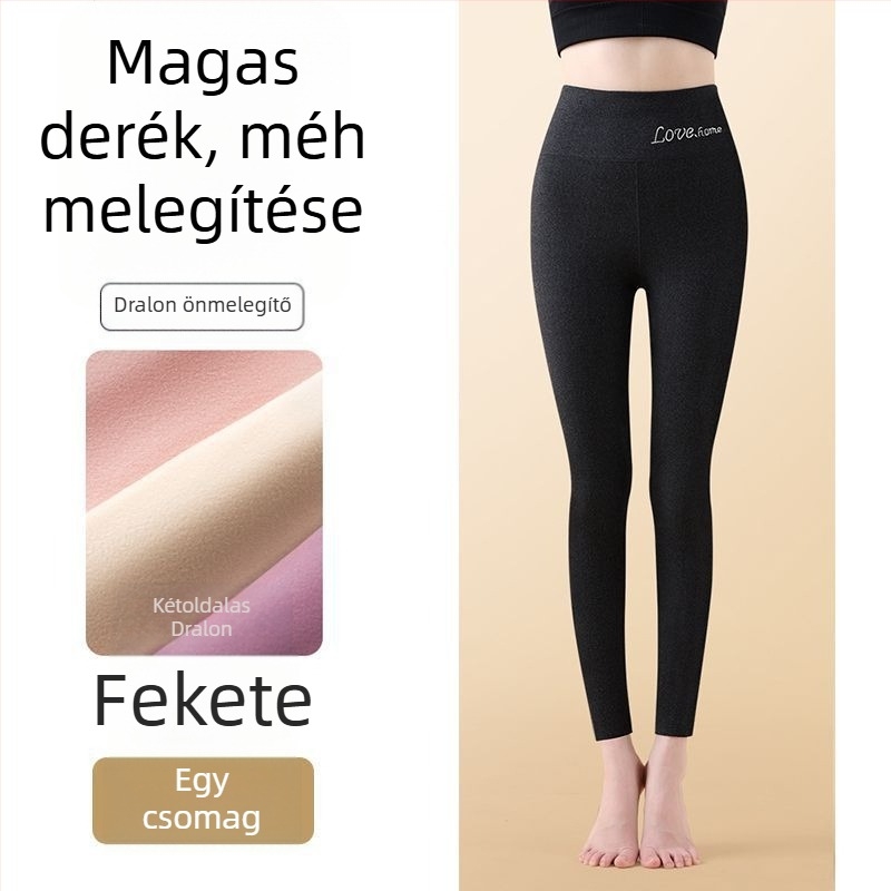 Női velúr termos leggings, magas derék, rugalmas, karcsúsító a hasnál, önmelegítő funkció, belső vagy külső viselet, tavasz–ősz