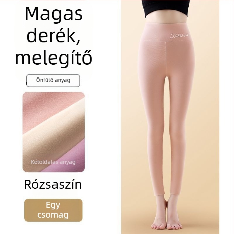 Női velúr termos leggings, magas derék, rugalmas, karcsúsító a hasnál, önmelegítő funkció, belső vagy külső viselet, tavasz–ősz