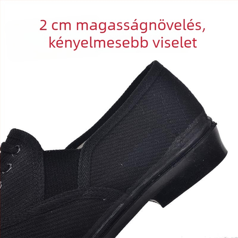 Női slip-on lapos cipő pamut felsőrészel, kerek orr, 1–3 cm-es alacsony sarkú, gumírozott talp