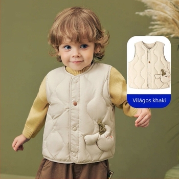 Gyerekeknek szóló pehelyveste ujjatlan, 95% pehelytartalom, pamut bélés, pamut külső, kapucni nélkül, 2025 tavasz