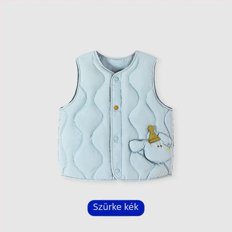 Gyerekeknek szóló pehelyveste ujjatlan, 95% pehelytartalom, pamut bélés, pamut külső, kapucni nélkül, 2025 tavasz